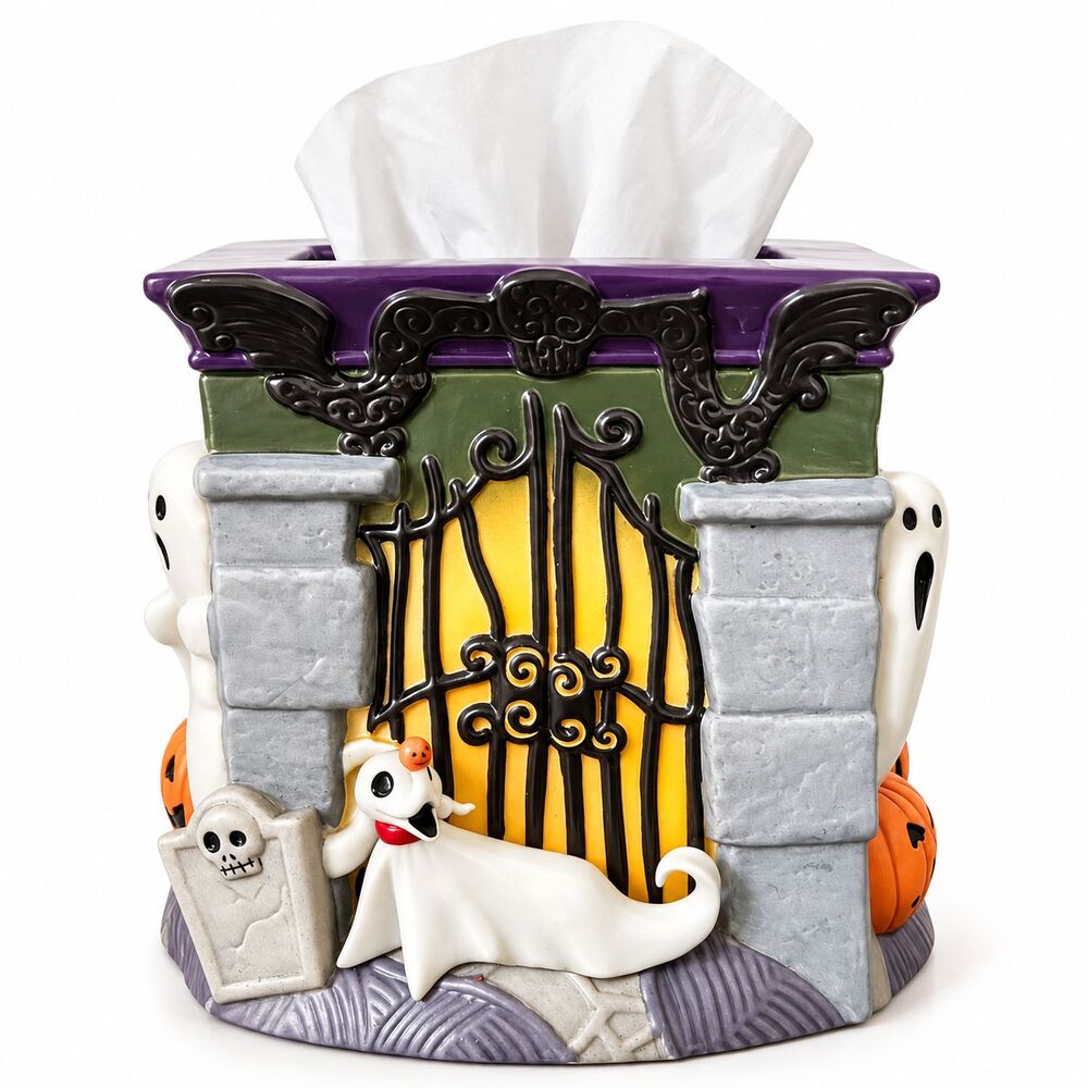 Nightmare Before Christmas Tissue Box Bradford Exchange Ghosts in Graveyard 2018